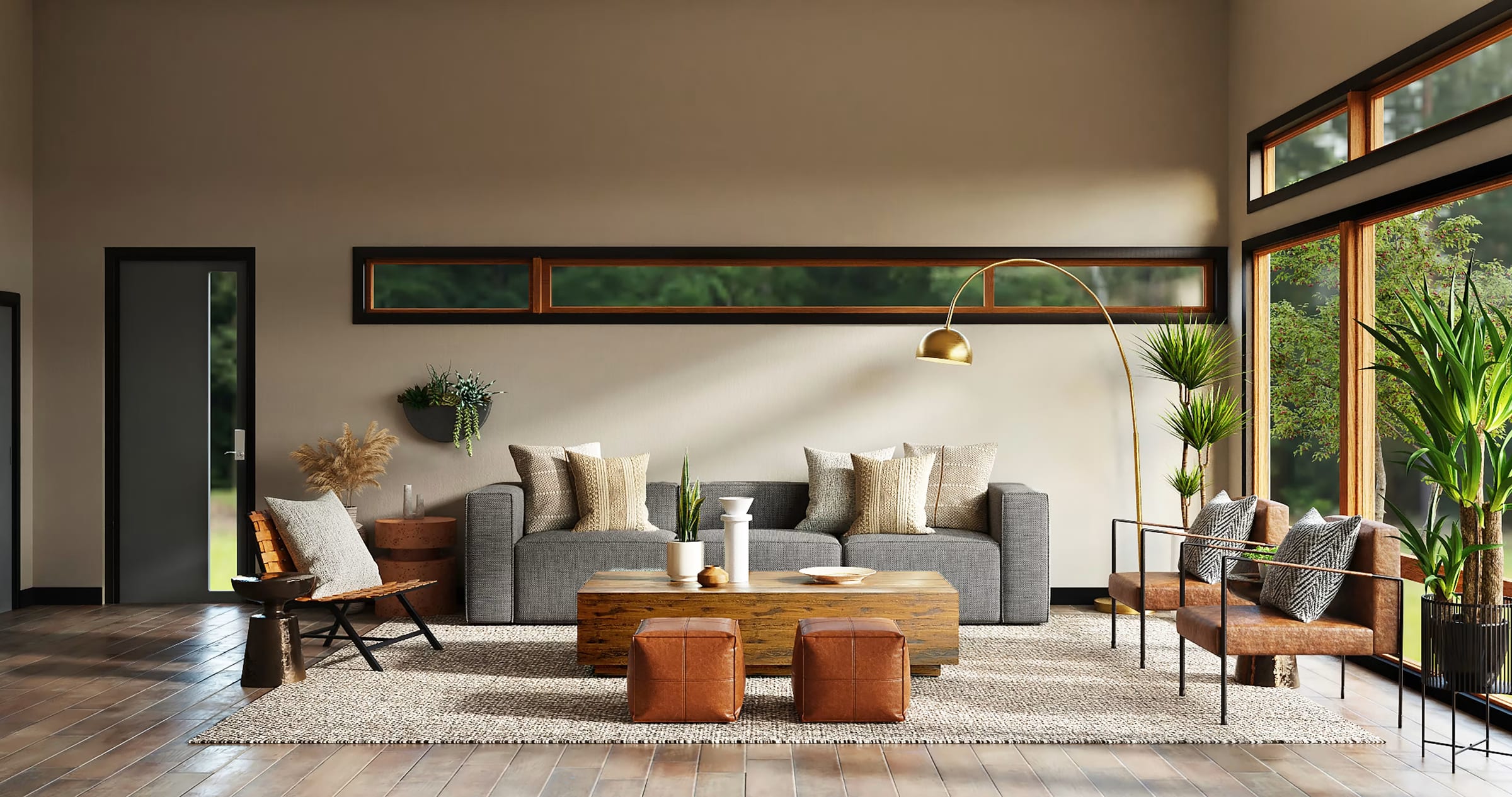 A customer's living room photo, wiped across to the same room with a new floor tile and wall colour